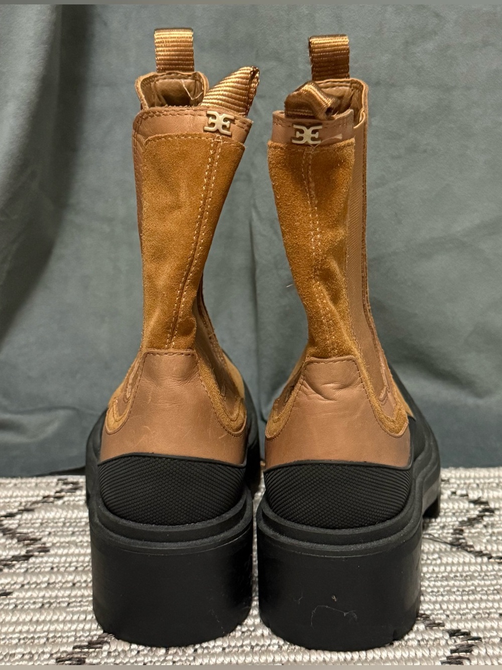 Sam Edelman Lulia Nubuck Caramel Suede Chunky Boot Women's Size 9 Chelsea - Picture 3 of 12
